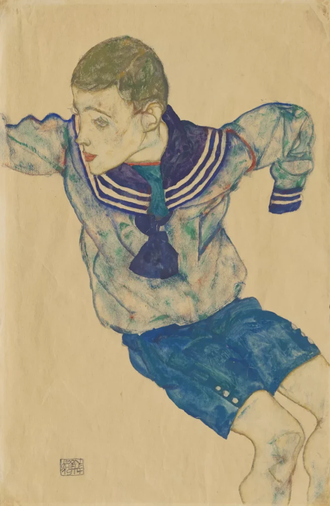 伊贡·席勒 (Eegon Schiele) 作品《坐在 Matrosenanzug 里的小女孩》
